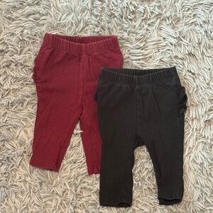 Old Navy Baby Girls Leggings 2-pack Black and Red 0-3 months